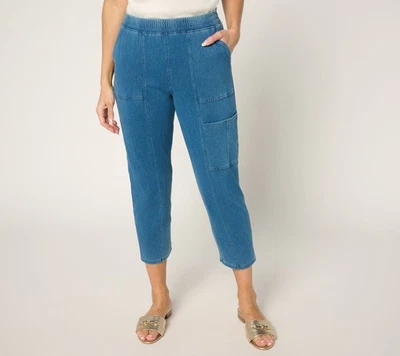 Pantalones para mujer Denim & Co. talla M regulares cómodos tejidos cónicos carga azul A692477 Foto 1 de 4