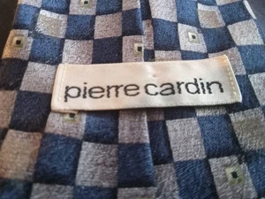 Pierre Cardin 100% Silk Neck Tie Square Grid Blue Gray 4" wide - Picture 1 of 4