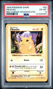 1999 Pokemon Game Red Cheeks - Shadowless Pikachu #58 PSA 6 RARE JA - Bild 1 von 2