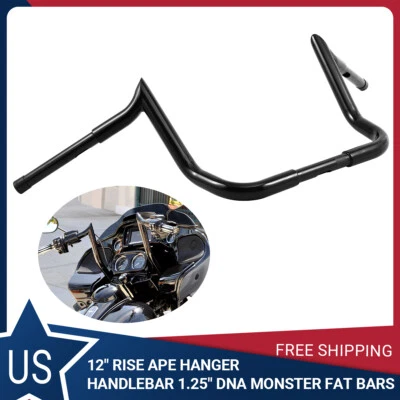 12" Meathook Ape Hanger Bars Handlebars For Harley Touring Street Electra Glide - Изображение 1 из 4