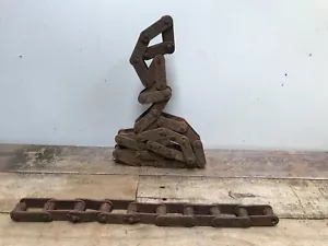 2 Catena a rulli industriale arrugginita arte da parete steampunk lunga 50" e lunga 16" - Foto 1 di 8