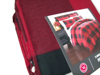 Martha Stewart Red Buffalo Check Plaid Flannel Cotton King Duvet Cover New - Image 1 of 4