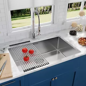 32 Inch Undermount Workstation Kitchen Sink 16 Gauge Single Bowl Stainless Steel - Picture 1 of 7
