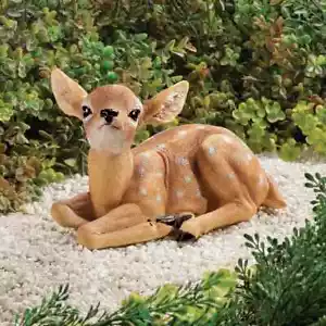 Adorable Realistic Detailed Bambi Baby Deer Fawn Garden Statue Sculpture - Picture 1 of 2