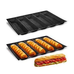 2 Pcs Silicone Bread Pan Baguette Pan Sandwich Mold 5 Slots French Bread Baki... - Picture 1 of 7