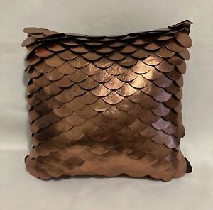 Artisan 3D Copper Metallic Faux Leather  Accent Pillow Cover 
