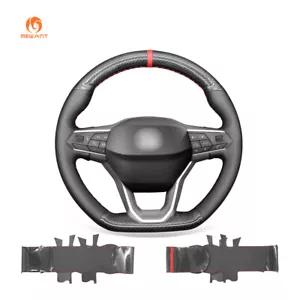 PU Carbon Fiber PU Leather Steering Wheel Wrap Cover for Seat Leon Ateca Tarraco - Bild 1 von 10