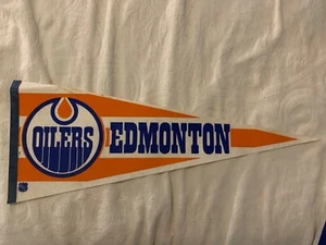 Vintage NHL Hockey Edmonton Oilers Full-Size Filz Team Flagge Wimpel 30 Zoll - Sehr guter Zustand - Bild 1 von 2