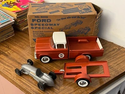 1960 Nylint #4000 Ford Speedway Special Steel Pickup Truck Trailer Car -HI GRADE - Image 1 of 4