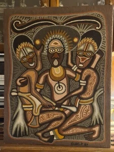 Sand Painting Papua New Guinea by ELIAS.P 1987     FREE P&P - Picture 1 of 10