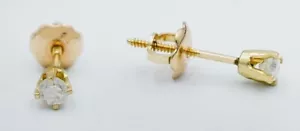GENUINE 0.22 Cts DIAMONDS STUD EARRINGS 14K GOLD - Free Certificate Appraisal - Picture 1 of 4