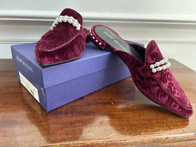 Terciopelo romántico Stuart Weitzman Gualmule cereza 9M con perlas estilo rococó francés Foto 1 de 4