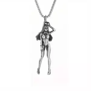 Playboy Bunny Jewelry Vintage Silver Sexy Goddess Standing Pendant Necklace - Picture 1 of 7
