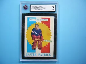 1960/61 TOPPS NHL HOCKEY CARD #1 LESTER PATRICK ATG KSA 5 EX SHARP 60/61 TOPPS - Picture 1 of 2