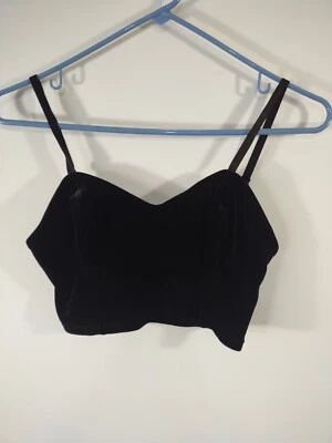 Bustier/bralette de terciopelo negro American Apparel, talla S, #6131 Foto 1 de 4