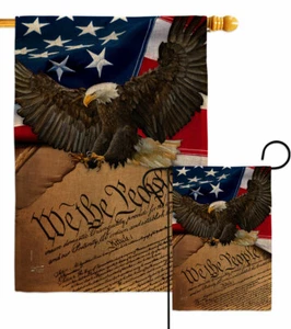 We the People Burlap Garden Flag Americana Star and Stripes Yard House Banner - Picture 1 of 19