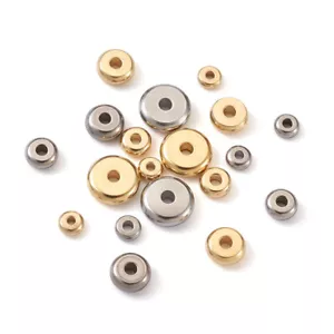 120Pcs Flat Round Stainless Steel Spacer Beads 4mm-8mm Rondelle Loose Beads - Picture 1 of 6