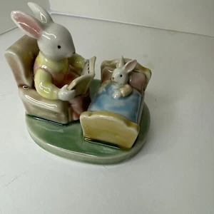 VTG Albert Kessler Glazed Mother Bunny Reading to Baby Bunny Figurine EUC - Picture 1 of 5