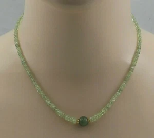Chrysoberyll Edelstein-Kette hellgrüne Chrysoberyll Rondelle mit Jade 45 cm lang - Bild 1 von 2