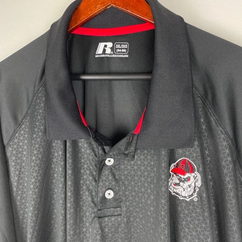 Georgia Bulldogs Polo Shirt Men 3XL Gray Cube Print Wicking Performance UGA Cover