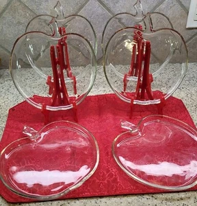 JUEGO DE 6 platos de ensalada de vidrio vintage con forma de manzana de 8" - Imagen 1 de 5