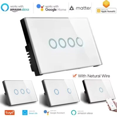 TUYA INTERRUTTORE TOUCH BIANCO SMART MATTER WIFI DA PARETE SERIE Tuya Interruttore per Luci Touch Smart Matter WiFi Serie Prestige colore Bianco