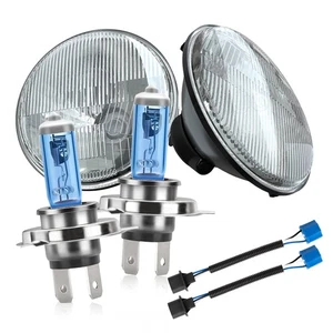 For Nissan Patrol Y60 Pair 7 inch Round Halogen Headlight 12V High Low Beam - Picture 1 of 13