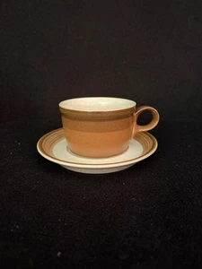 Vintage Mikasa Stoneware Potter's Art Buckskin Set of 6 Cups & Saucers Japan - Picture 1 of 13
