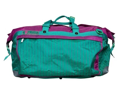 Bolsa de lona Samsonite Sammies 1991 de colección con cerradura y llave verde púrpura a rayas Foto 1 de 4
