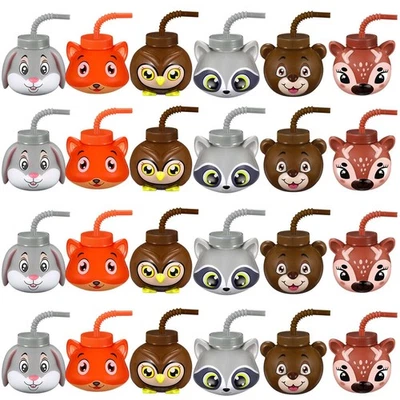 24 Juegos de Tazas con Tapas y Pajitas para Favor de Fiesta de Animales Bosque Bosque Animales... Foto 1 de 4