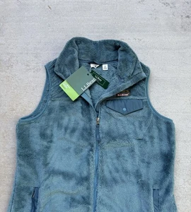 LL Bean Vest Womens Medium Blue Hi Pile Fleece Full Zip Outdoor Hiking NEW - Picture 1 of 9