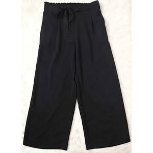 Ann Taylor Black Pull On Wide Leg Pants Black Small Elastic Waist Pockets Work - Picture 1 of 3
