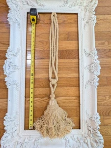 Große 9" Vintage französische Möbel Schlüssel Quaste - BEIGE & CREME - verdrehtes Seil Fransen - Bild 1 von 4