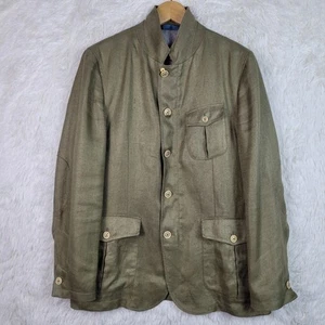 Sz 40 Massimo Dutti Men Tan 100% Extra Fine Linen Half Lined Utility Jacket - Picture 1 of 21
