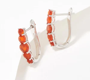 Generation Gems Sterling Silver Graduated Fire Opal Half Hoop Earrings - Picture 1 of 1