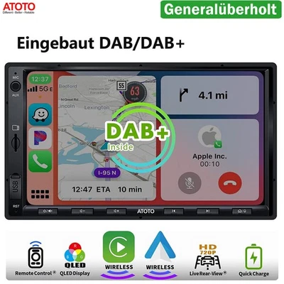 ATOTO F7 Autoradio 2 Din 7’’ Eingebaut DAB+ KABELLOS CarPlay und Android Auto - Bild 1 von 4