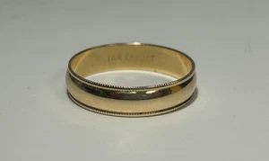 (MA6) Fede Nuziale Camelot Oro Giallo 14k Bordo Milgrain 3 Grammi Misura 10,75 5mm - Foto 1 di 7