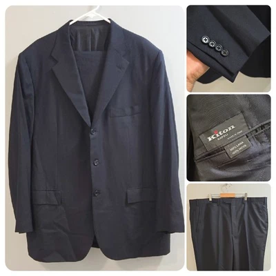 Kiton Navy Blue 2 Piece Suit Size EU 60 US 50 - Imagem 1 de 4