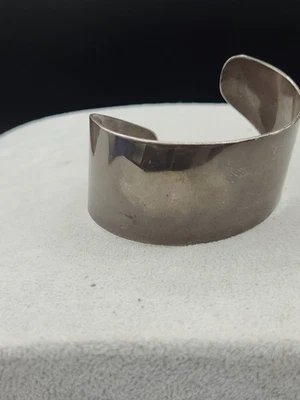 Artisan Handmade Enamel Coated Sterling Silver Cuff Signed AK - Image 1 of 4