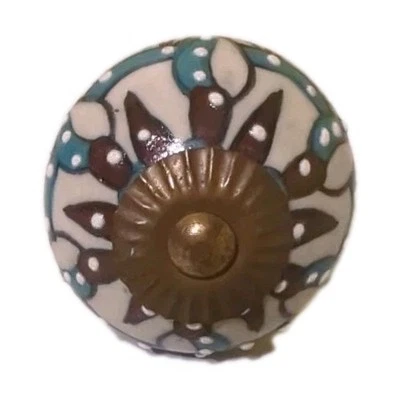 Ceramic Drawer Knobs|Drawer Pull|Cabinet Pull~Set Of 4 White & Blue Vintage - Image 1 of 4