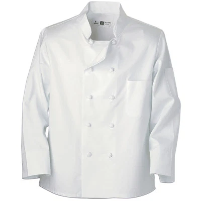 Chef Coat Kitchen Uniform White / Black Pearl / Knot Closure Breast Pocket - Image 1 of 4