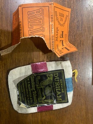 Bolsa de tabaco para fumar Bull Durham de colección y papeles de liar coleccionables Foto 1 de 2