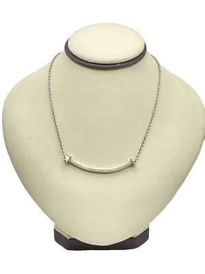 Collar/colgante de plata de ley 925 con sonrisa de diamantes de 16" Foto 1 de 4