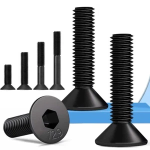 M1.6 - M20 Black Socket Countersunk Screws 12.9 High Tensile Steel Allen Bolts - Picture 1 of 168