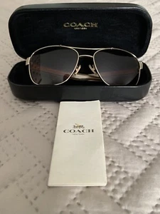 Coach HC7064 56 L151 135mm Aviator Sunglasses with Light Gold Frame and Crystal - Picture 1 of 9