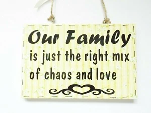 Our Family Chaos And Love Quote Sign Wall Plaque Home Decor Family Gift Idea - Picture 1 of 6