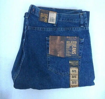 Bailey's Point Relaxed Fit Boot Cut Mens Size 42x30 Denim Antique Dark Jeans - Image 1 of 4