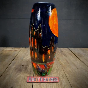 Artist Hand Signed Whitby Abbey Art Pottery Vase by Anita Harris, Goth Interest - Picture 1 of 8