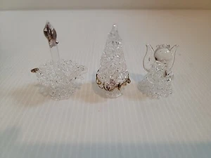 Árbol de Navidad de vidrio hilado, ángel rezante y velas adornos de Navidad - Imagen 1 de 3