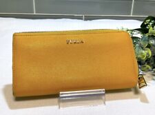 GUC FURLA Mustard Color Half Zip Leather Long Wallet